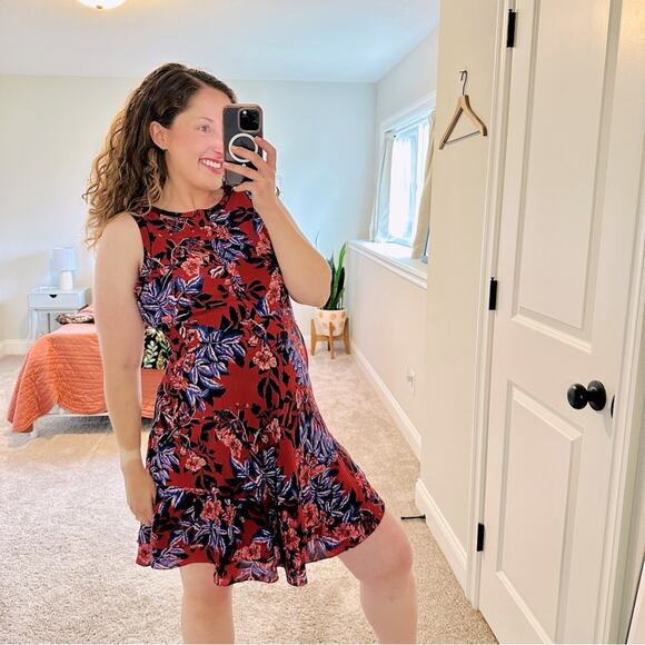 Rebecca Taylor Blue Red Floral Silk Mini Dress 4 - Picture 1 of 16